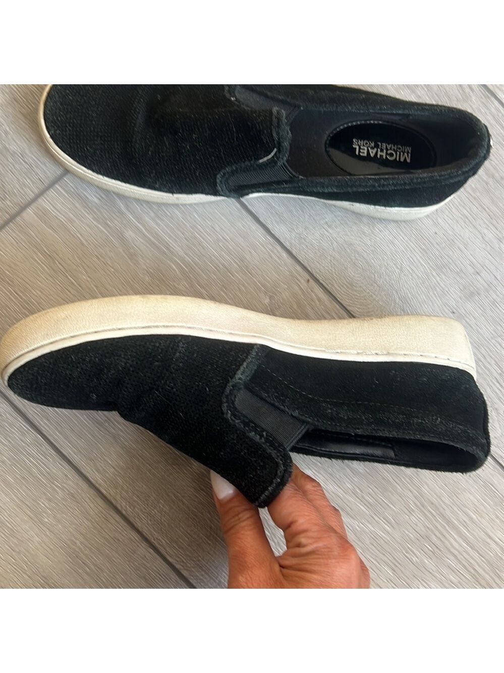Michael Michael Kors slip on black Trent style suede comfort sneakers size 7 - Picture 7 of 8